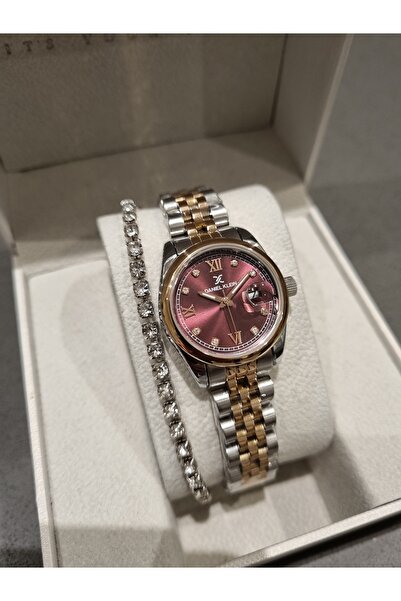 Daniel Klein New Model Dk - Rose Bicolor Steel Bracelet Plum Dial Women's Wri...