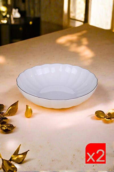 Kütahya Porselen Bone Luz Gold Gilded Bowl 25X6Cm 2000ml 2 Pcs Bnlzf25Ks00