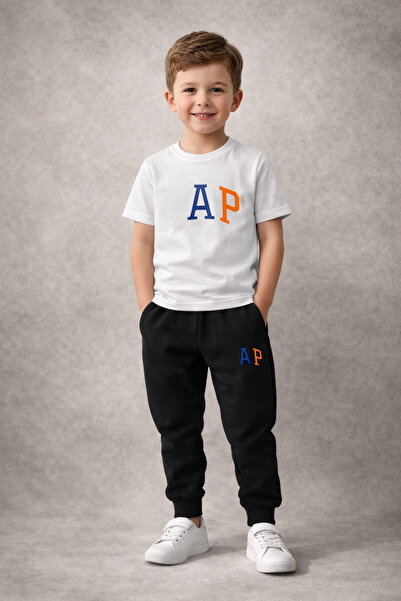 Uğur bebe Set de trening pentru băieți tricou alb pantaloni de trening negri ...