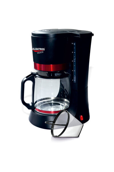 ALBATROS Delicia 680W Coffee Maker, 1.2L, Black/Red, Anti-Drip System