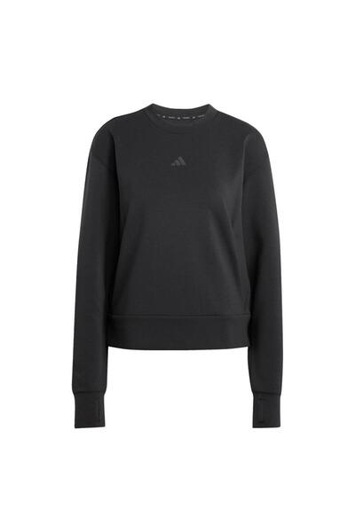 adidas Women's Black Sweatshirt D4T Knit Crew Jp2655
