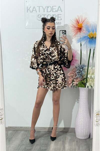 KATYDEA STORE ALINNE gold sequin jumpsuit