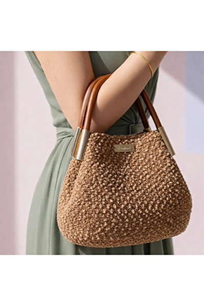 ALYA Bohem Stil El Emeği Kadın Çanta,Omuz Çantası,Kahverengi