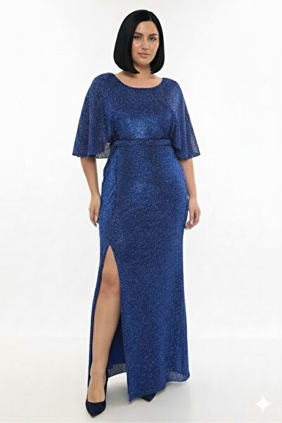 Donna Miranda 0 Yaka Payet Boncuklu Pelerinli Elbise