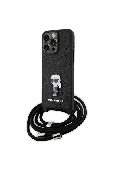 Karl Lagerfeld Carcasă crossbody cu monogramă Saffiano și broșă metalică Karl...