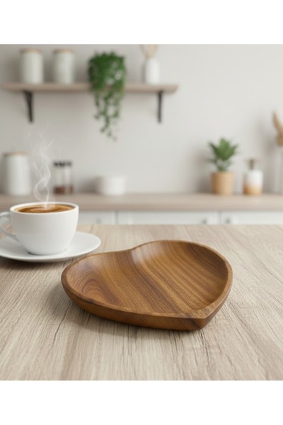 Mutfika Premium Akasya Ahşap Sunumluk - Doğal Çay Kahve Yanı İkram kase ve Ku...