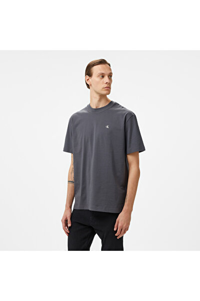 Calvin Klein Jeans Stamp Back Graphic Relaxed Erkek Gri T-Shirt