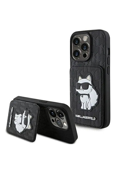 Karl Lagerfeld Suport și sloturi pentru cărți Saffiano cu monogramă Choupette