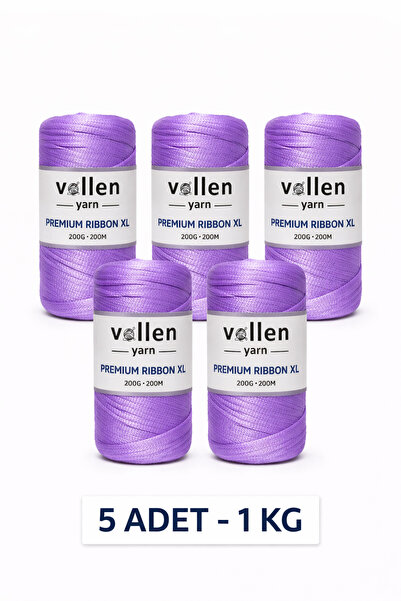 vollen yarn 5 ADET Premium 1000gr/4mm Polyester Ribbon Ip,makrome Ipi,çanta I...