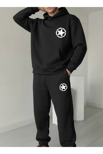 FUFLUNS Star Circle Printed Unisex Men/Women K Hooded Oversize Bottom/Top Tra...