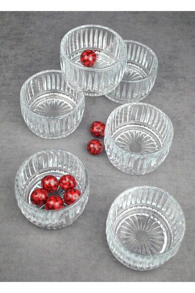 Qualitev 6-Piece Glass Bowl Snack Bowl Turkish Delight Bowl Coffee Side Dish ...
