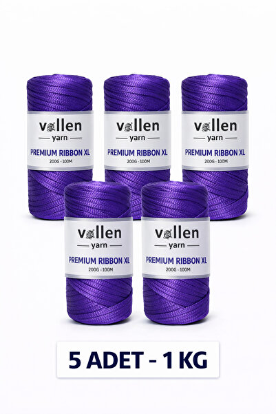 vollen yarn 5 ADET Premium 1000gr/4mm Polyester Ribbon Ip,makrome Ipi,çanta I...