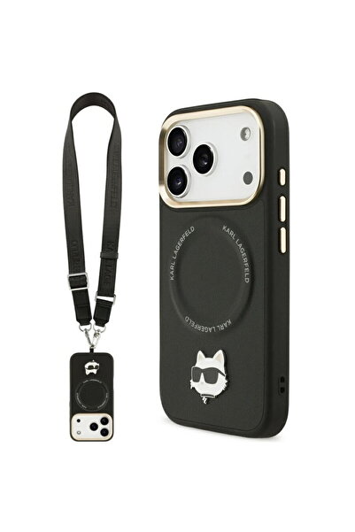 Karl Lagerfeld Husa iPhone 17 Pro - Hardcase cu curea mare, logo metalic Karl...