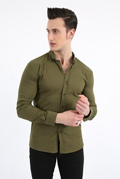 buğrahayalin Men's Casual Argyle Pattern Stretch Fabric Shirt