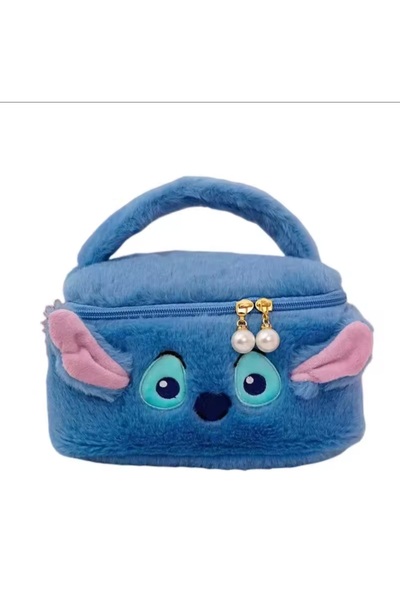 Meyra Accessories stitch peluş el çantası makyaj çantası çift yönlü fermuarlı sevimli kaliteli özel seri