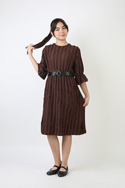 buğrahayalin Ruffled Wrinkled Fabric Girls' Belted Casual Stylish and Comfort...