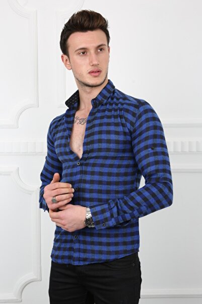 buğrahayalin Men's Casual Small Checkered Shirt