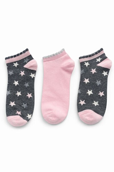 SOLDE SOCKS مجموعة من 3 جوارب قطنية للفتيات - بنقشة نجوم، للاستخدام اليومي، ج...