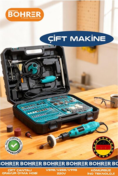 BÖHRER ELEKTRİKLİ 2 MAKİNELİ FULL SET HOBİ GRAVÜR OYMA MİNİ TAŞLAMA MAKİNESİ