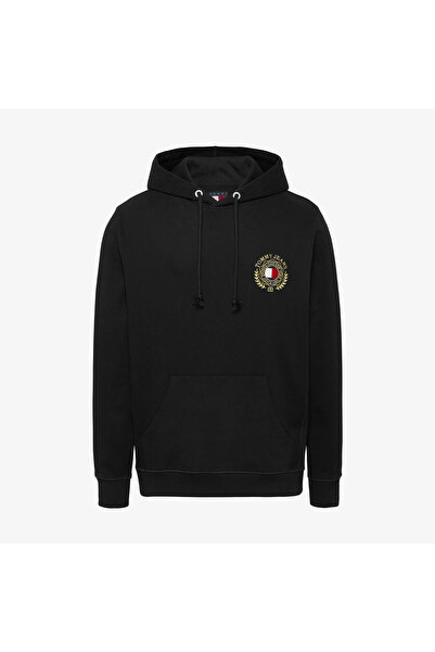 Tommy Hilfiger Tjm Reg Tommy Crest Erkek Siyah Hoodie