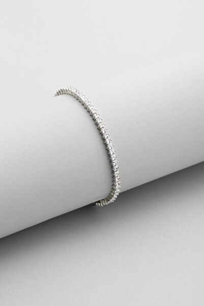 So CHIC... Kare Kesim 18 Ayar Beyaz Altın Kaplama Gümüş Su Yolu Bileklik