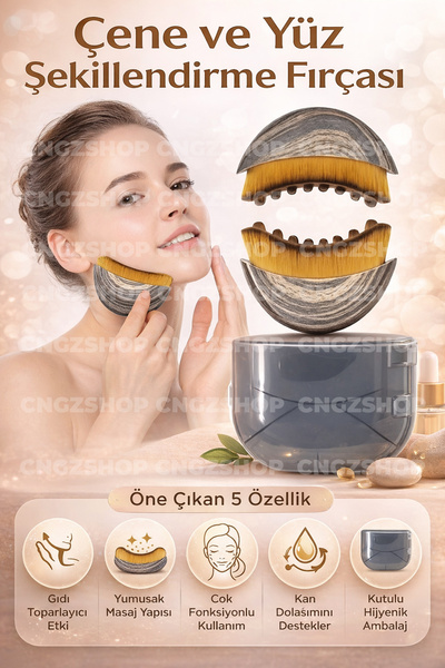 CNGZSHOP Çene ve Yüz Şekillendirme Fırçası | Gıdı Toparlayıcı Yumuşak Masaj A...