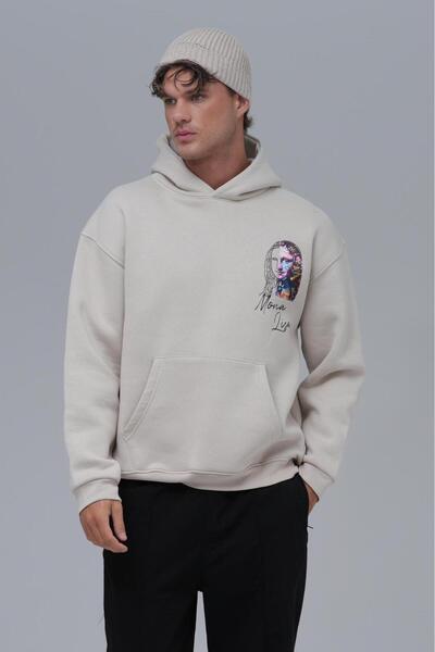 Mona Lisa Shooting Star Oversize Sweatshirt Unisex Stone