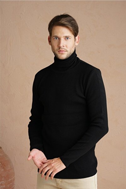 BLUE STREET Men's Plain Turtleneck Knit Sweater-Trz1406R10S