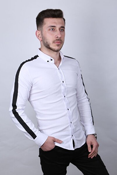 Giyimodam قميص رجالي كاجوال بأكمام مخططة