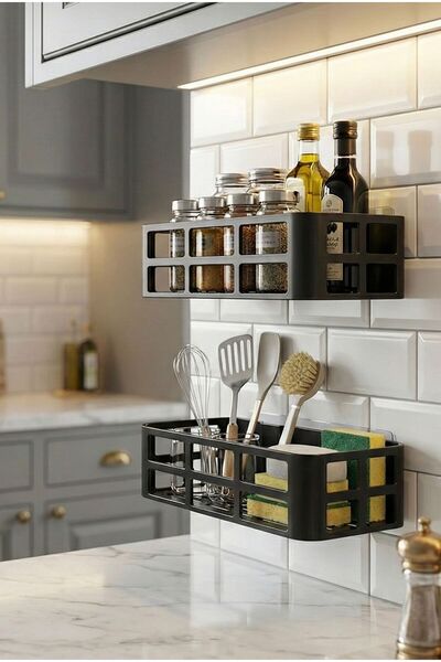 Lilya Home 2'li Banyo Organizeri Mutfak Organizeri Duvar Organizeri 2 Adet 2l...