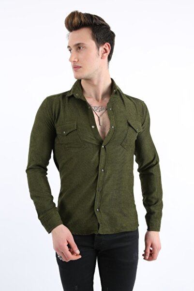 buğrahayalin Men's Casual Corduroy Shirt