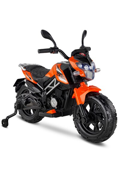 BabyHope 447 Motocross Akülü Motor Çocuk Motoru Turuncu
