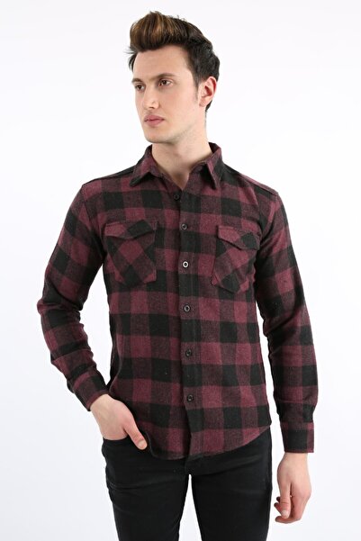 buğrahayalin Men's Casual Double Pocket Thick Lumberjack Shirt
