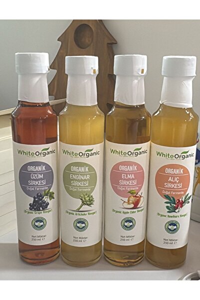 White Organic Organik Sirke Seti+Elma Sirkesi+Üzüm Sirkesi+Alıç Sirkesi+Engin...