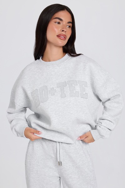 BOANDTEE Oversized D Crew-Neck Jumper in Gray Marl