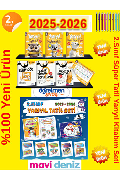 Bilfen Yayıncılık Mavi Deniz-Öğretmen Evde 2.Sınıf Yarıyıl Süper Tatil Seti S...