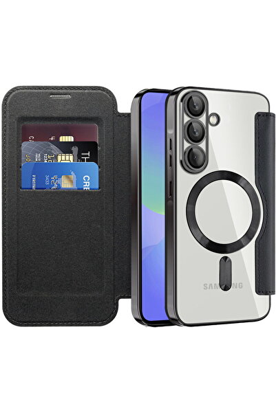 Techsuit Case for Samsung Galaxy A36 5G - SmartMag Book Case - Black