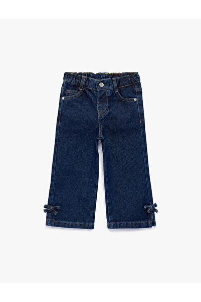 Koton Cotton Pocket Detailed Bow Denim Trousers