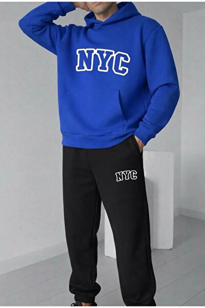 FUFLUNS طقم بدلة رياضية NYC مطبوعة للجنسين للرجال/النساء بغطاء رأس مقاس كبير ...