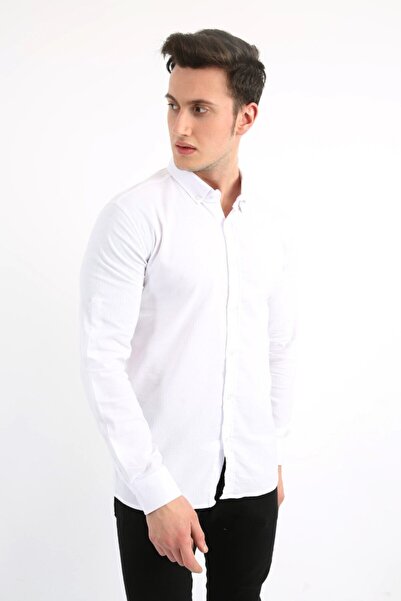 buğrahayalin Men's Casual Argyle Pattern Stretch Fabric Shirt