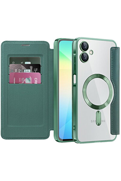Techsuit Case for Samsung Galaxy A06 - SmartMag Book Case - Green