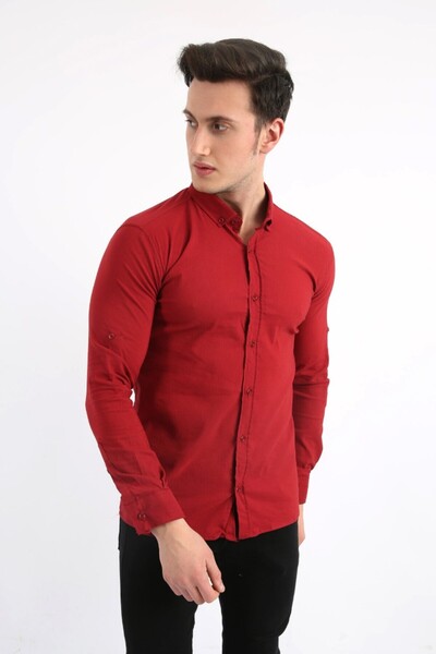 buğrahayalin Men's Casual Argyle Pattern Stretch Fabric Shirt