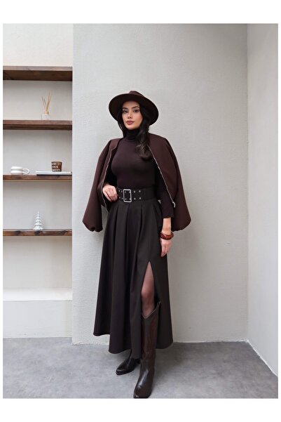 ESRAHELVACI Belted High Waist Pleated Skirt