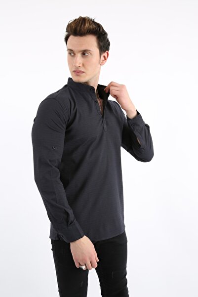 buğrahayalin Men's Casual Stretch Fabric Judge Collar Shirt