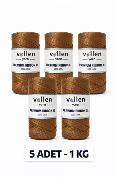vollen yarn 5 ADET Premium 1000gr/4mm Polyester Ribbon Ip,makrome Ipi,çanta I...