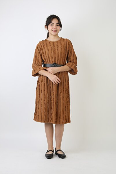 buğrahayalin Ruffled Wrinkled Fabric Girls' Belted Casual Stylish and Comfort...