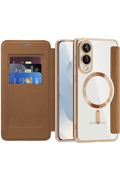 Techsuit Husa pentru Samsung Galaxy S25 Edge - SmartMag Book Case - Brown