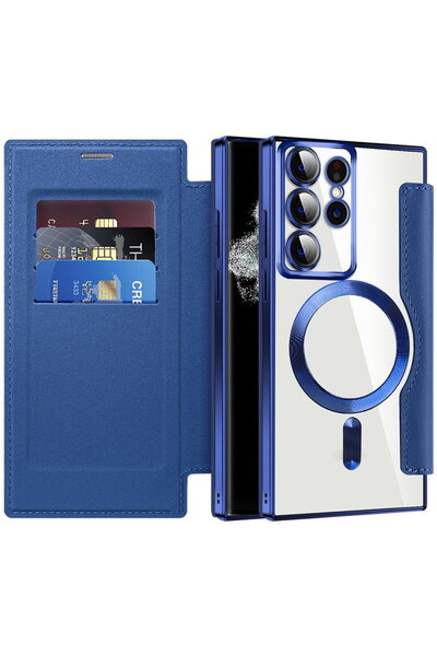 Techsuit Husa pentru Samsung Galaxy S22 Ultra 5G - SmartMag Book Case - Blue