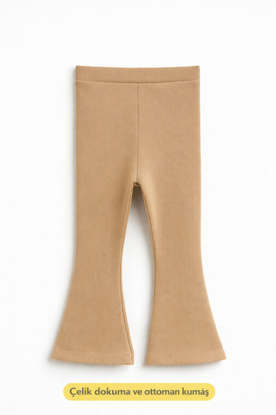 LITTLE&CO Kız Çocuk İspanyol Paça Tayt Çelik Dokuma Ottoman Kumaş Yüksek Bel ...