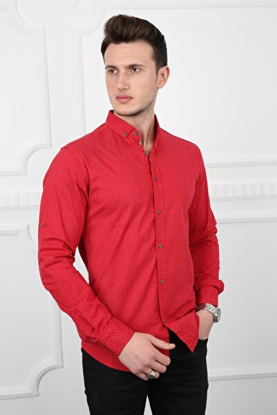 buğrahayalin Men's Casual Patterned Long Sleeve Shirt